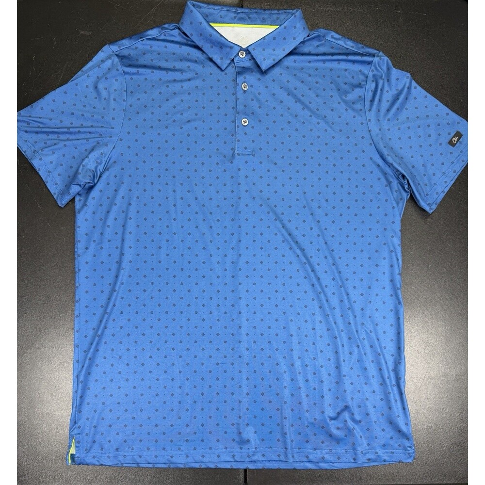 Obla Mens Large Performance Golf Shirt Blue Moisture